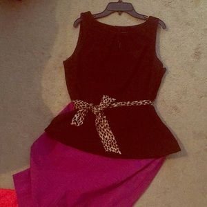 WHBM Black peplum top